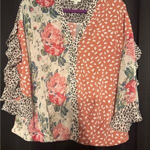 Umgee Floral and Animal Print Women's Top